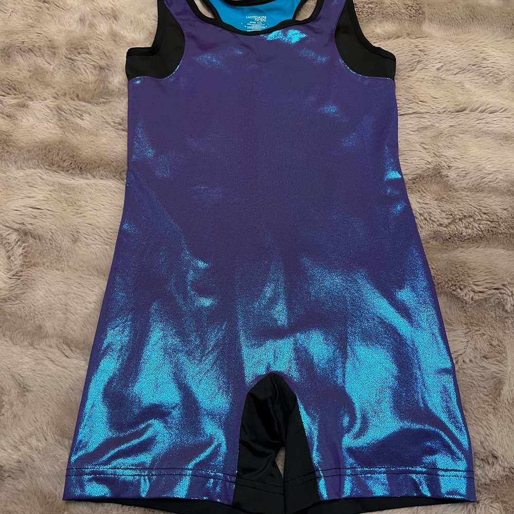 Danskin Now Girls Biketard Unitard With Foil Racerback, XL 14/16